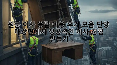 원룸 이사, 용달 이용 후기 모음: 단양 대강면에서 성공적인 이사 경험 만들기